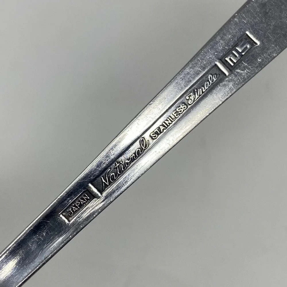Vtg National Stainless Finale Serving Spoon Mid-Century Textured Handle Japan